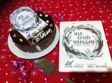 Book Birthday Cake for Four Otters Toboggan - Thank you, dear Diane!